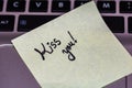 Writing love text on memo post reminder. Sticker with lovely message. Text on notepaper