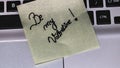 Writing love text on memo post reminder. Sticker with lovely message. Text on notepaper