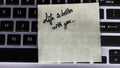 Writing love text on memo post reminder. Sticker with lovely message. Text on notepaper