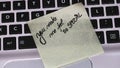 Writing love text on memo post reminder. Sticker with lovely message. Text on notepaper
