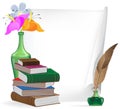 Writing materials and flowers Royalty Free Stock Photo
