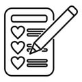 Writing new wish list icon outline vector. Desired items care