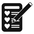 Writing new wish list icon simple vector. Desired items care