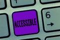 Writing note showing Accessible. Business photo showcasing Able to be reached or entered Friendly Easygoing Easy access