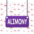 Writing note showing Alimony. Business photo showcasing money paid to either husband or wife after a divorce by court order Board Royalty Free Stock Photo