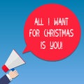 Writing note showing All I Want For Christmas Is You. Business photo showcasing Holiday celebrate in couple Royalty Free Stock Photo