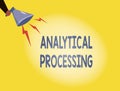 Writing note showing Analytical Processing. Business photo showcasing easily View Write Reports Data Mining and Discovery Hu