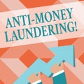 Writing note showing Anti Money Laundering. Business photo showcasing regulations stop generating income through illegal
