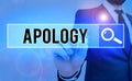 Writing note showing Apology. Business photo showcasing a written or spoken expression of one s is regret remorse or sorrow