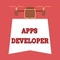 Writing note showing Apps Developer. Business photo showcasing Graphic artist Software Programmer and Analyst Experts