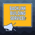 Writing note showing Backlink Building Service. Business photo showcasing Increase backlink by exchanging links with