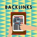 Writing note showing Backlinks. Business photo showcasing incoming hyperlink from one web page to another big website Hand Hold
