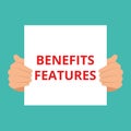 Writing note showing Benefits Features Royalty Free Stock Photo