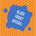 Writing note showing Black Friday Special. Business photo showcasing The day after thanksgiving Crazy Sale Shopping Royalty Free Stock Photo