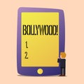 Writing note showing Bollywood. Business photo showcasing Indian cinema a source of entertainment among new generation.