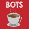 Writing note showing Bots. Business photo showcasing Automated program that runs over the Internet Artificial