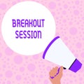 Writing note showing Breakout Session. Business photo showcasing workshop discussion or presentation on specific topic Royalty Free Stock Photo