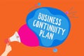 Writing note showing Business Continuity Plan. Business photo showcasing creating systems prevention deal potential Royalty Free Stock Photo