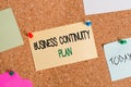 Writing note showing Business Continuity Plan. Business photo showcasing creating systems prevention deal potential Royalty Free Stock Photo