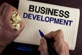 Writing note showing Business Development. Business photo showcasing Develop and Implement Organization Growth Opportunities writ Royalty Free Stock Photo