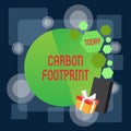 Writing note showing Carbon Footprint. Business photo showcasing amount of dioxide released atmosphere result of