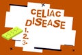 Writing note showing Celiac Disease. Business photo showcasing Small intestine is hypersensitive to gluten Digestion Royalty Free Stock Photo
