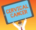 Writing note showing Cervical Cancer. Business photo showcasing occurs when the cells of the cervix grow abnormally