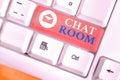 Writing note showing Chat Room. Business photo showcasing area on the Internet or computer network where users communicate Royalty Free Stock Photo