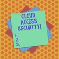 Writing note showing Cloud Access Security. Business photo showcasing protect cloudbased systems, data and Royalty Free Stock Photo