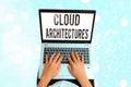 Writing note showing Cloud Architectures. Business photo showcasing Various Engineered Databases Softwares Applications
