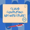 Writing note showing Cloud Computing Architecture. Business photo showcasing Components and the relationships between