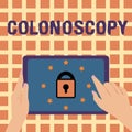 Writing note showing Colonoscopy. Business photo showcasing Endoscopic examination of the large bowel Colon diagnosis