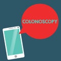 Writing note showing Colonoscopy. Business photo showcasing Endoscopic examination of the large bowel Colon diagnosis