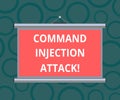 Writing note showing Comanalysisd Injection Attack. Business photo showcasing execution of arbitrary comanalysisds on the host OS Royalty Free Stock Photo
