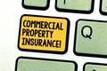 Writing note showing Commercial Property Insurance. Business photo showcasing provides protection against most risks Royalty Free Stock Photo