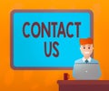 Writing note showing Contact Us. Business photo showcasing contact information provided to assist customers needs Royalty Free Stock Photo