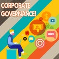 Writing note showing Corporate Governance. Business photo showcasing system of processes by which a firm is controlled