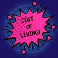 Writing note showing Cost Of Living. Business photo showcasing The level of prices relating to a range of everyday items