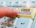 Writing note showing Crisis Solution. Business photo showcasing process by which an organization deals with a disruptive