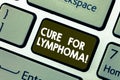 Writing note showing Cure For Lymphoma. Business photo showcasing restore bone marrow by dose chemotherapy radiation