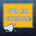 Writing note showing Cyber Risk Quantification. Business photo showcasing maintain an acceptable level of loss exposure