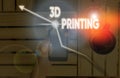 Writing note showing 3D Printing. Business photo showcasing making a physical object from a threedimensional digital