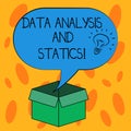 Writing note showing Data Analysis And Statics. Business photo showcasing Chart graph analytics Statistical information Royalty Free Stock Photo