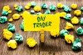 Writing note showing Day Trader. Business photo showcasing A person that buy and sell financial instrument within the day Clothesp Royalty Free Stock Photo