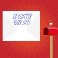 Writing note showing De Clutter Your Life. Business photo showcasing remove unnecessary items untidy or overcrowded Royalty Free Stock Photo