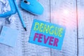 Writing note showing Dengue Fever. Business photo showcasing infectious disease caused by a flavivirus or aedes mosquitoes