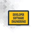 Writing note showing Developer Software Engineering. Business photo showcasing Forming software base on engineering