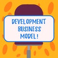 Writing note showing Development Business Model. Business photo showcasing rationale of how an organization created Blank