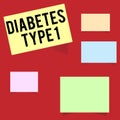 Writing note showing Diabetes Type 1. Business photo showcasing condition in which the pancreas produce little or no insulin