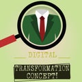 Writing note showing Digital Transformation Concept. Business photo showcasing Going paperless Use of digital technology